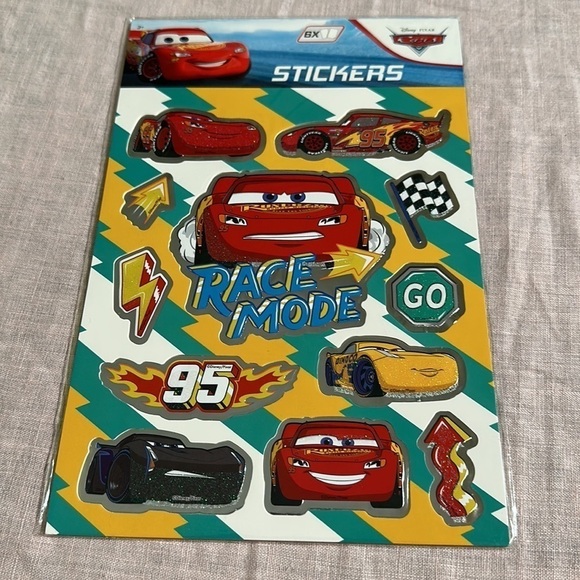Cars the Movie Lightning McQueen Kachow Stickers HUGE GLITTER STICKERS NEW - Picture 12 of 15